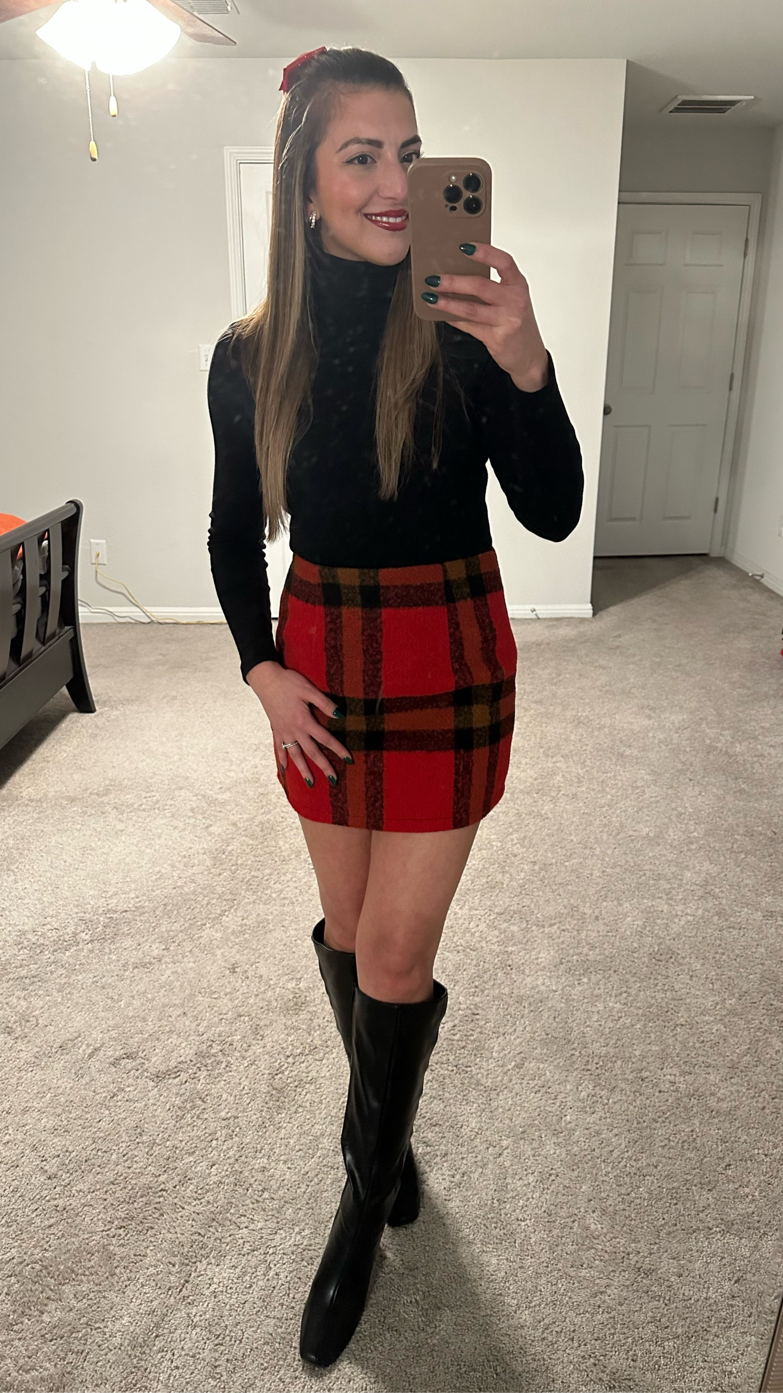 Such an easy and cute holiday outfit you can put together with any turtleneck in your closet and just add a plaid skirt + bow ❤️✨

#LTKHoliday #LTKstyletip #LTKSeasonal