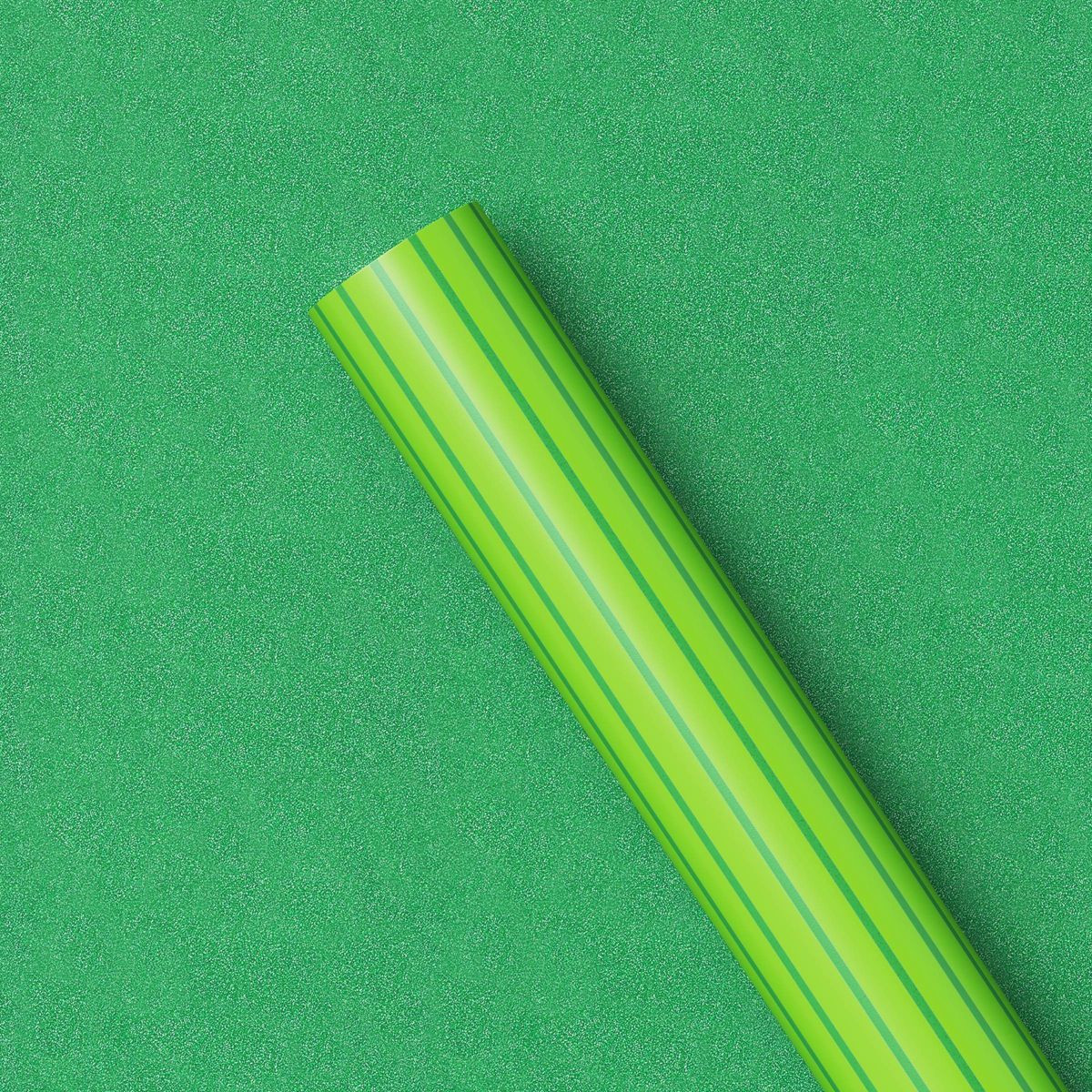 20 sq ft Reversible Glitter/Stripe Christmas Gift Wrap Green - Wondershop™ | Target