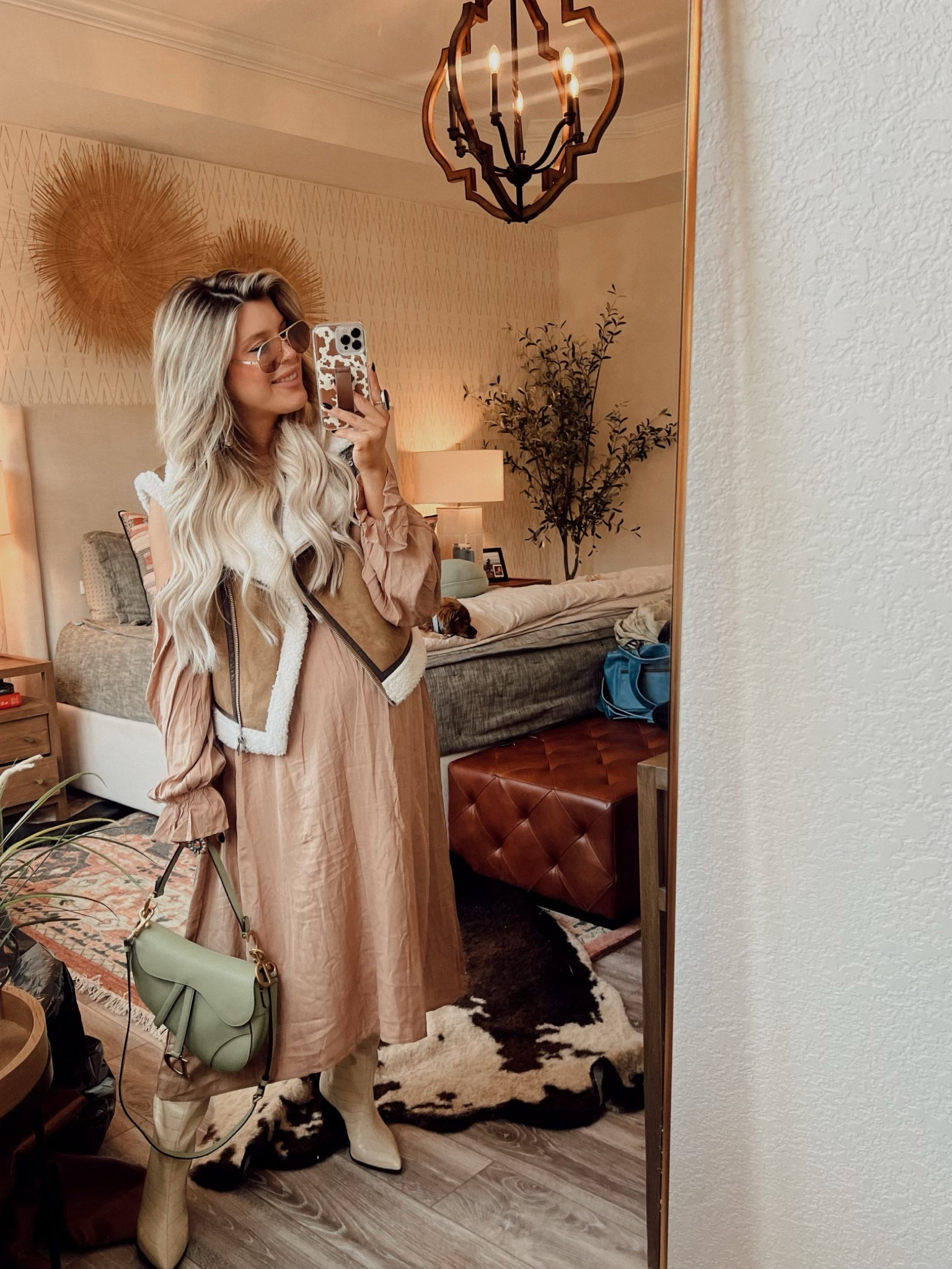 Purple Pull Over & Leggings- Lululemon 
Dress- Amazon
Boots- Schutz 
Vest- Zara
Stone Necklace- Kinsley Armelle
Earrings- Free People & Melinda Maria 
Sunnies- Revolve
Purse- Chanel 

#LTKshoecrush #LTKbump #LTKstyletip