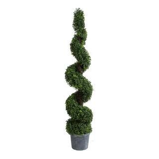 A & B Home 60 in. Artificial Green Spiral Boxwood Potted Topiary 29288-DS | The Home Depot