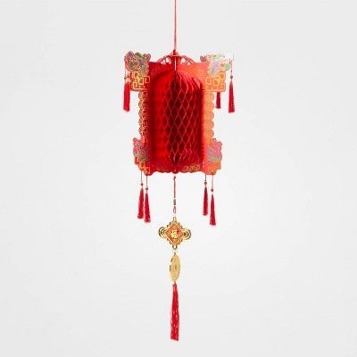 Lunar New Year Honeycomb Dragon Hanging Decoration Red | Target