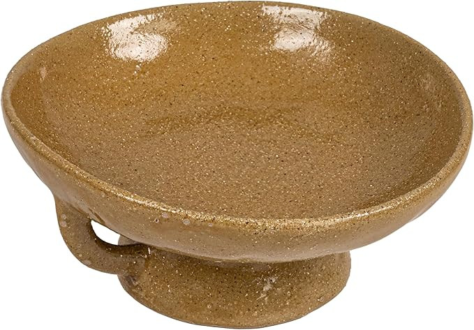 Creative Co-Op Stoneware Footed Pedestal/Bowl with Handles, Reactive Glaze, Taupe | Amazon (US)