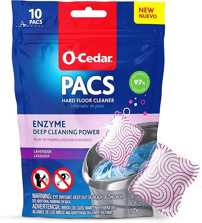 O-Cedar PACS Hard Floor Cleaner, Lavender Scent 10 Count (1-Pack) | Made with Naturally-Derived I... | Amazon (US)