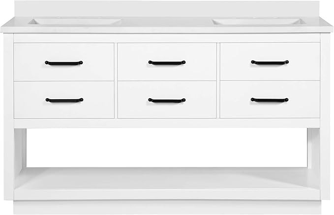 Ove Decors Carran 60" Double Undermount Sink Bathroom Vanity with Cultured Marble Countertop, Pre... | Amazon (US)