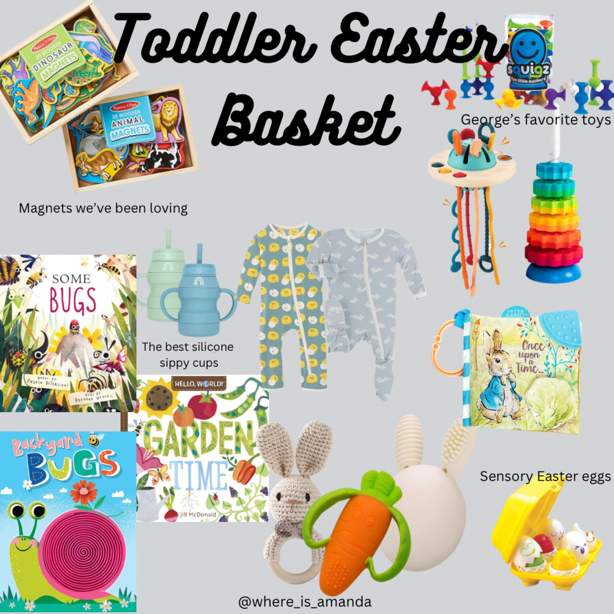 Easter Basket, everything arrives in time for Easter

Baby boy Easter basket, baby girl Easter basket, easter teether, easter baby pajamas, easter pajamas, spring board books, easter sensory toys, Easter toys, toddler Easter basket

#LTKkids #LTKGiftGuide #LTKfamily