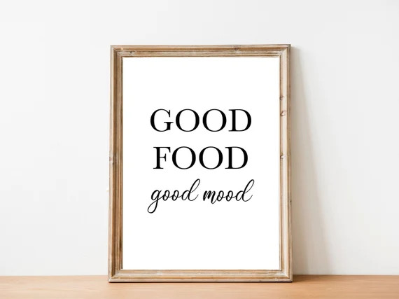 Good Food Good Mood Print Kitchen Printable Wall Art Dining - Etsy | Etsy (US)
