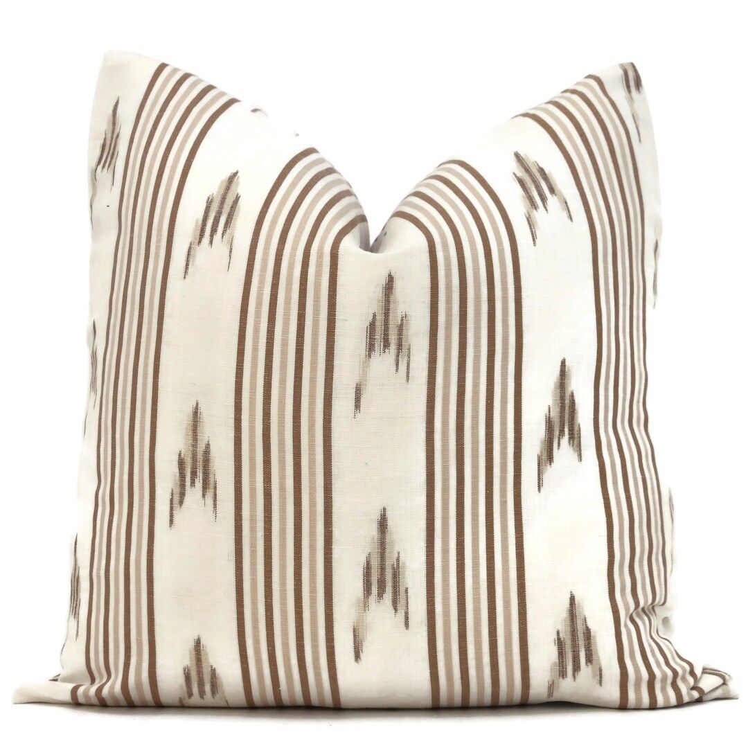 Schumacher Santa Barbara Ikat in Tan Decorative Pillow Cover - Etsy | Etsy (US)