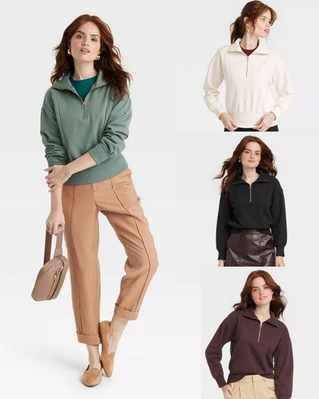 Quarter zip sweatshirt for under $30! Shown are my favorite color options for this style, but more colors are listed below. Size up for a more oversized look with this piece. 

#ltkfall #falloutfit #fallstyle #targetstyle #targetfind #zipsweatshirt #sweatshirt #fall #cozystyle #cozyoutfit #everydayoutfit #everydaystyle #target #ootd 

#LTKSeasonal #LTKstyletip #LTKfindsunder50