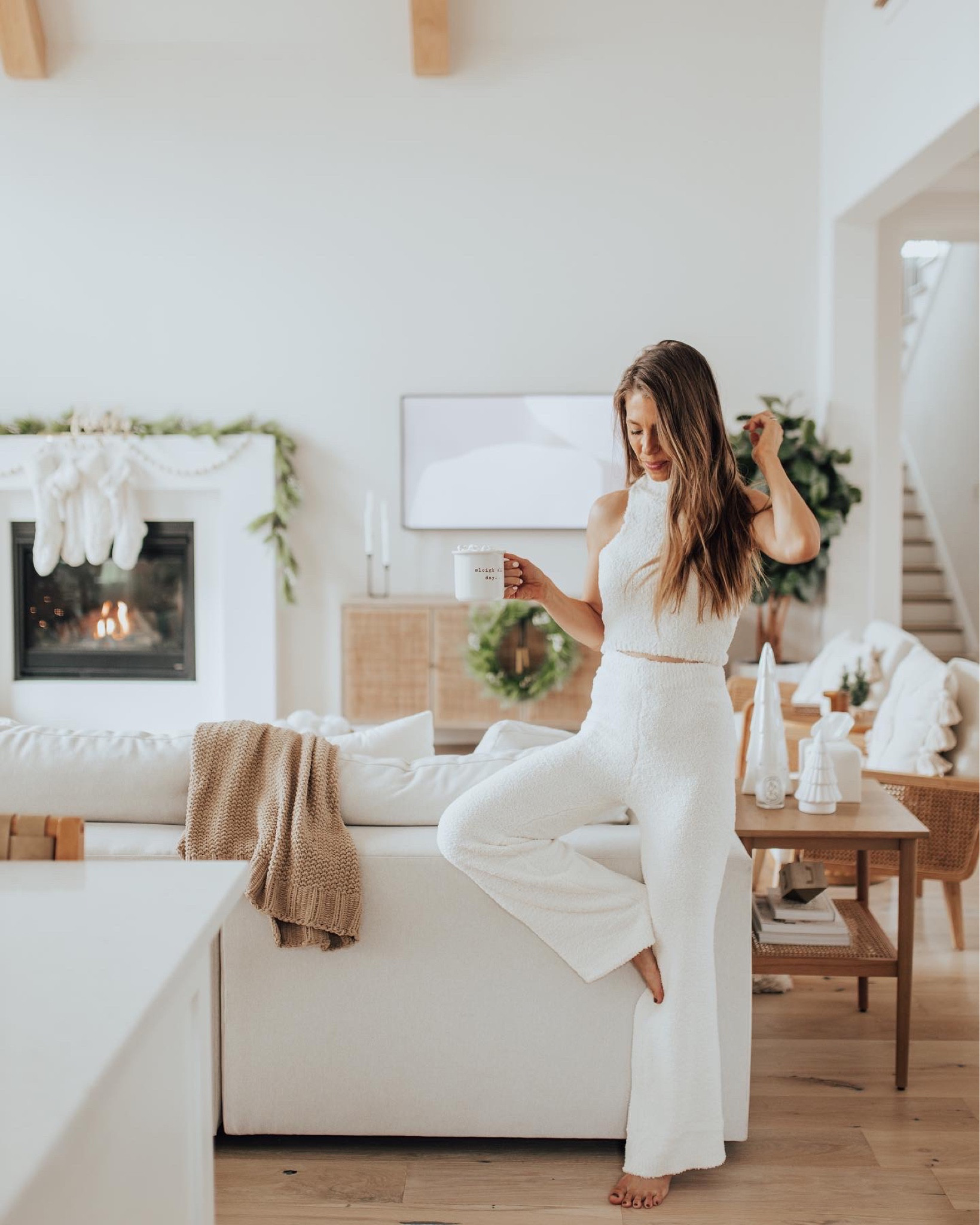 Christmas home decor and fuzzy white set is old but linked similar! West elm harmony sectional. Lulu & Georgia Hannah sideboard 25% off!! 

#LTKHoliday #LTKhome #LTKGiftGuide