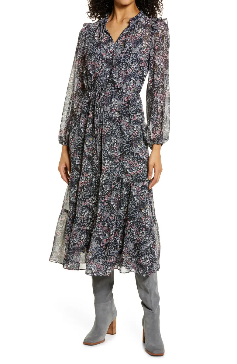 Floral Print Long Sleeve Midi Dress | Nordstrom
