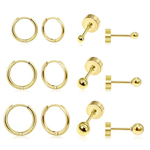 Amazon.com: Dainty 6 Pairs Flat Back Earrings for Women, Lightweight 14K Gold Plated FlatBack Tin... | Amazon (US)