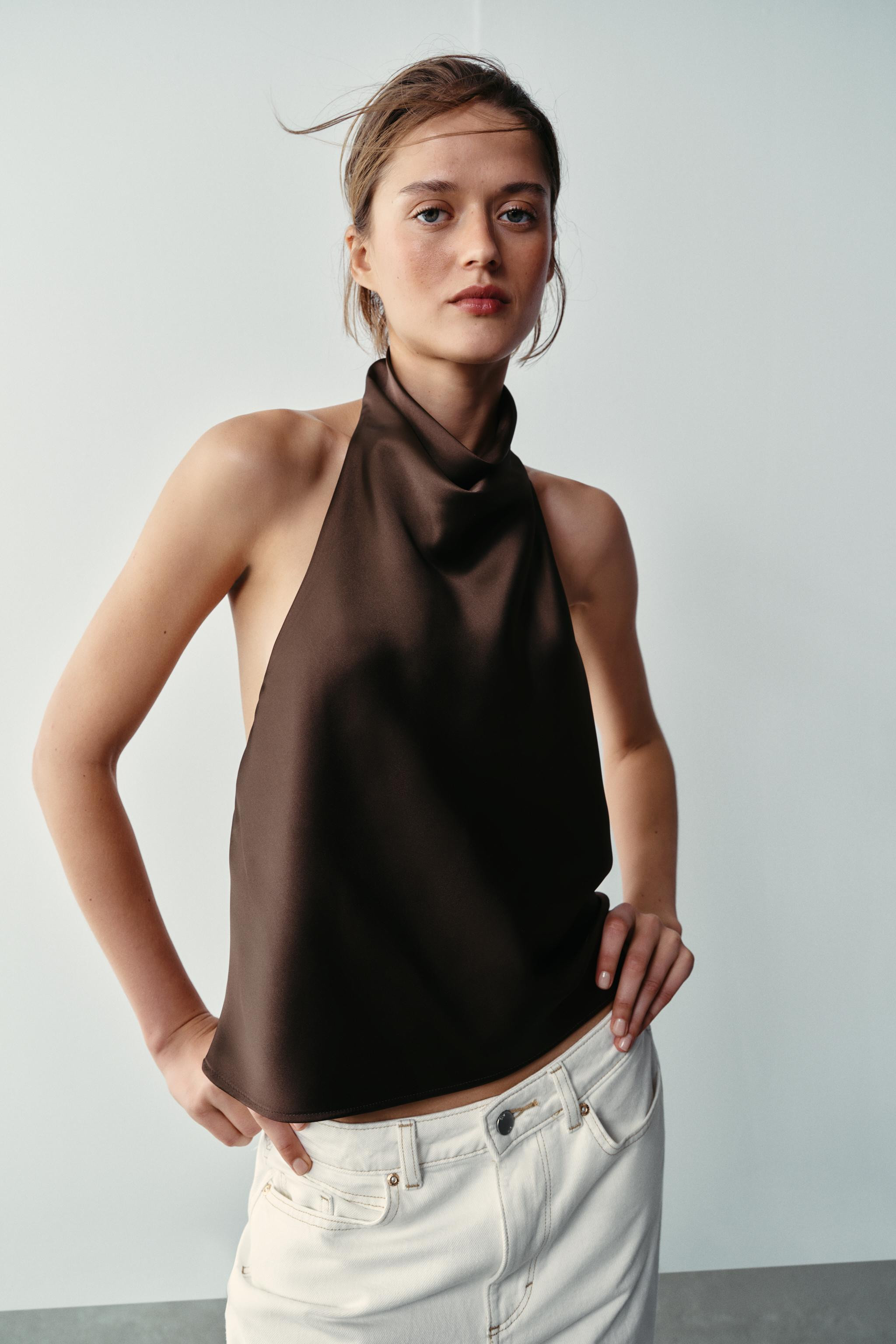 SATIN EFFECT HALTER TOP | Zara US