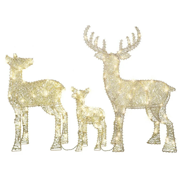 3 foot tall Holiday Time Flat-tastic Multi Color Deer Family Christmas Decoration | Walmart (US)