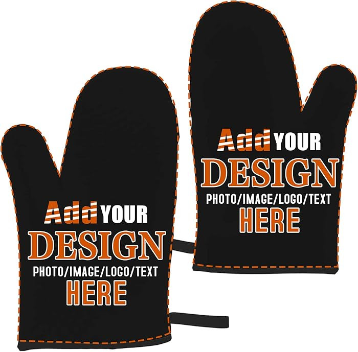 Custom 2PCS Oven Mitts for Kitchen Personalized Your Own Image Photo Logo Text Heat Resistant Kit... | Amazon (US)