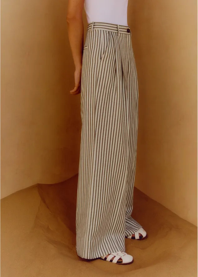 Fluid Stripe Straight-Leg Trouser | ME+EM Global (Excluding US)
