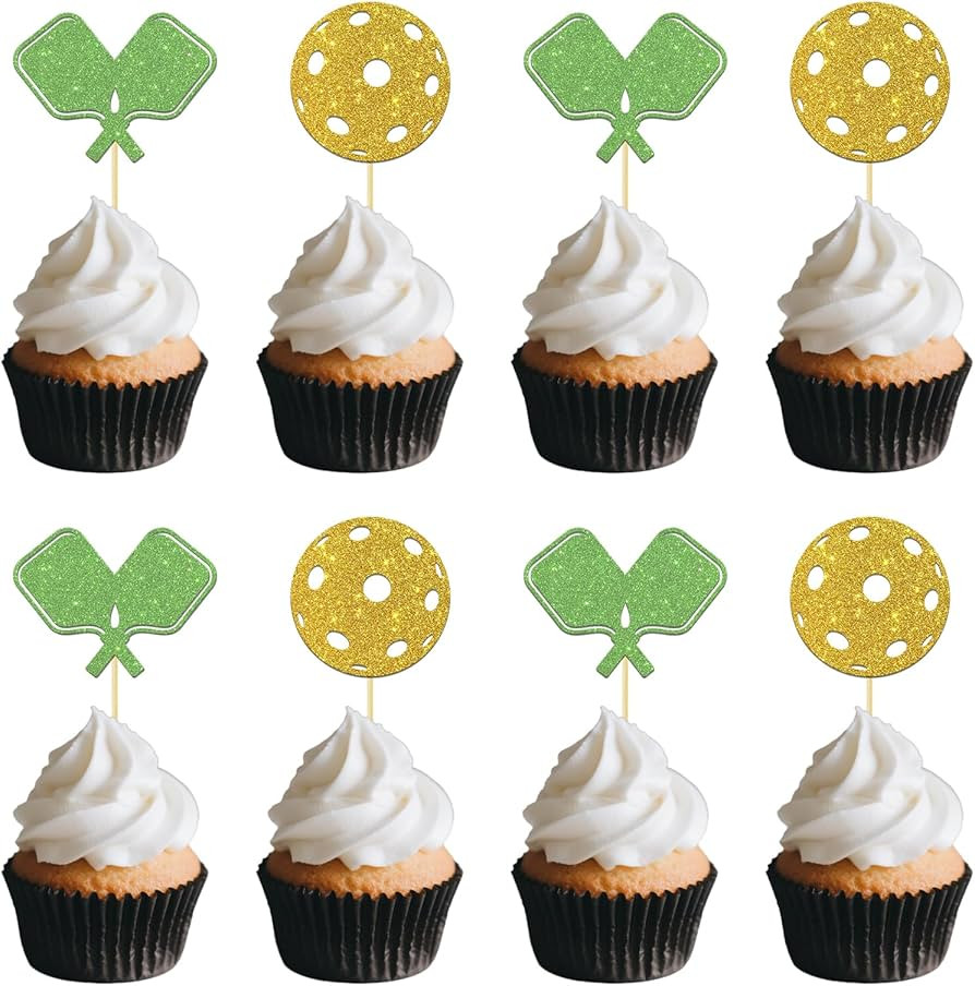 24 Pcs Pickleball Cupcake Toppers Pickleball Cake Decorations for Kids Pickleball Party Birthday ... | Amazon (US)