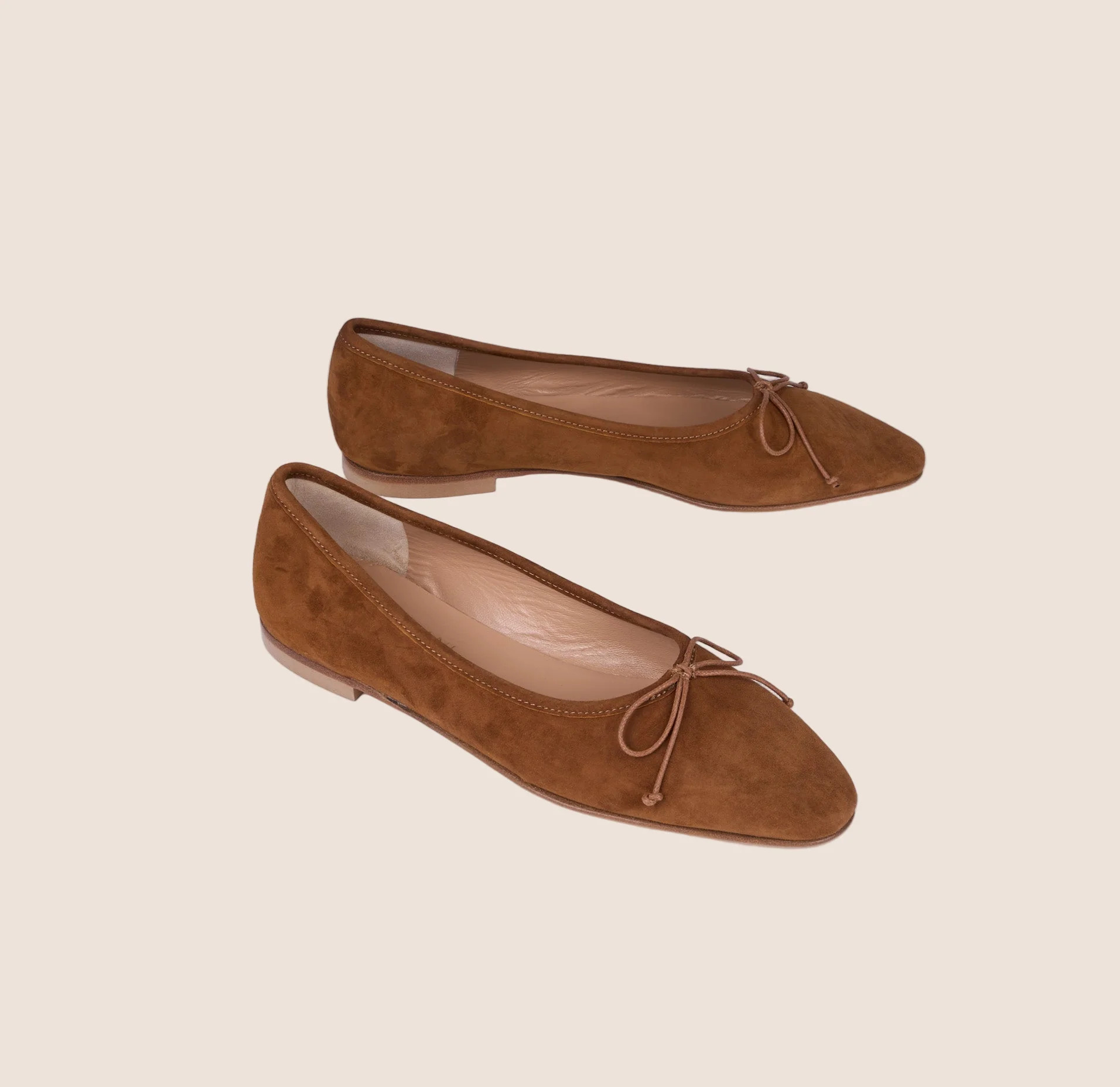Como Leather Suede Ballet Flats in Amaretto Suede | A. Soliani | A.Soliani