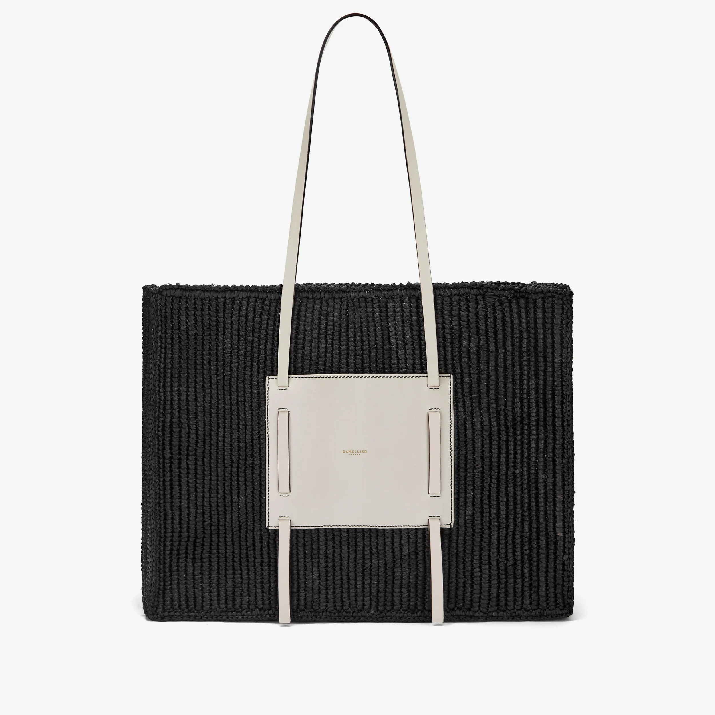 The Large Capri | Black Raffia & Off-White Smooth | DeMellier | DeMellier