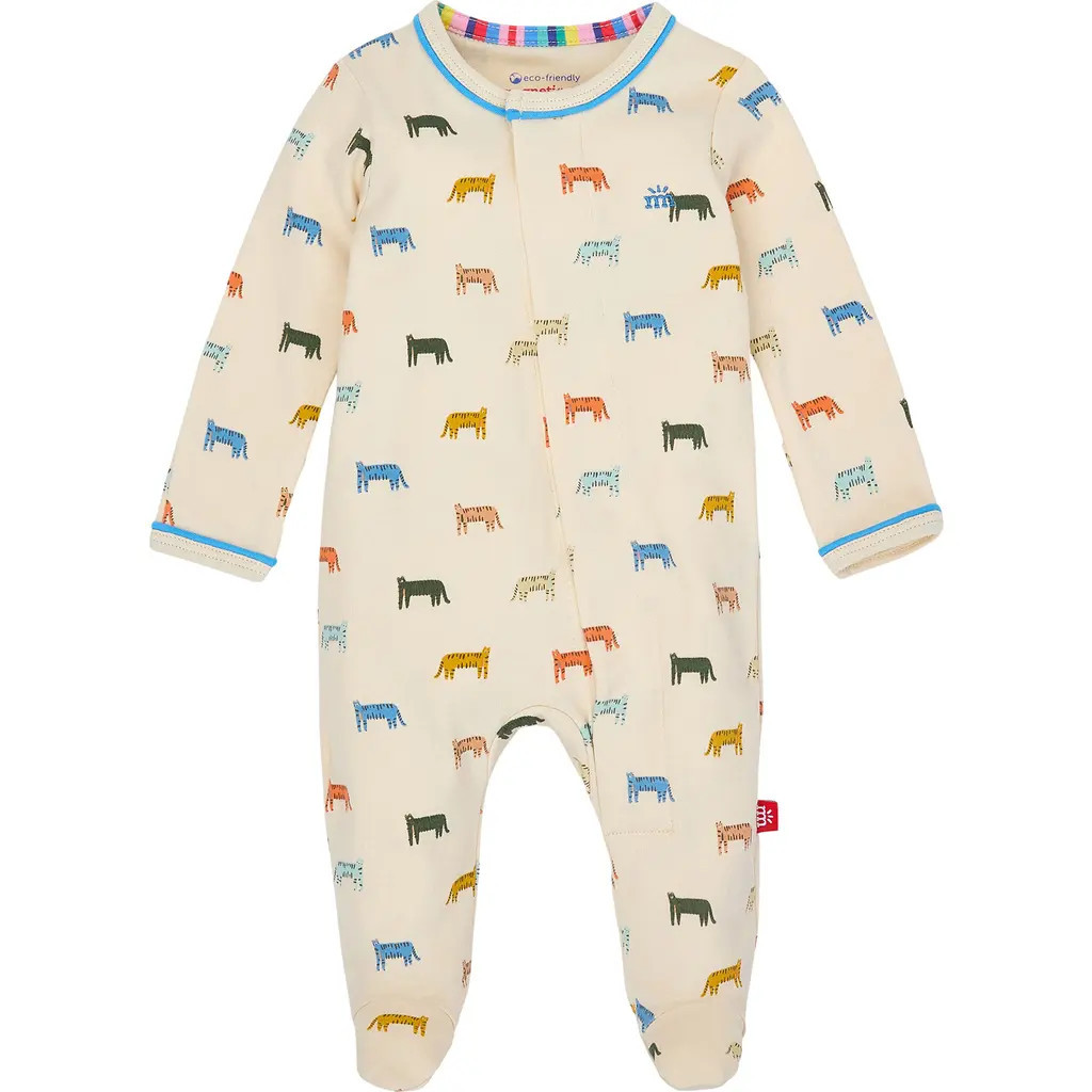 Magnetic Me Le Tigre Organic Cotton Footie in Beige at Nordstrom, Size 6-9M | Nordstrom