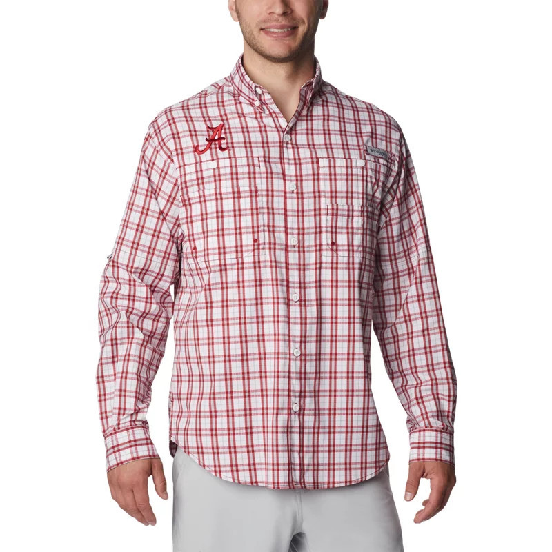 Columbia Sportswear Men's University of Alabama Gameday Super Tamiami Button-Down Shirt Red, Medium - NCAA Mens Tops at Academy Sports | Academy Sports + Outdoors