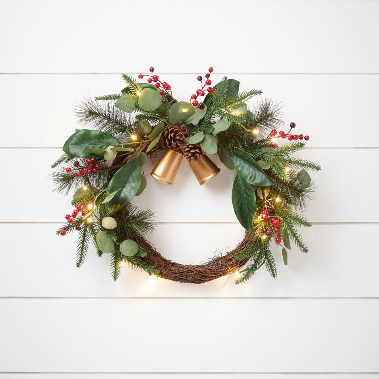 Brylanehome 18" Pre-Lit Meri Wreath, Multi - Walmart.com | Walmart (US)