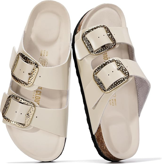 Project Cloud 100% Genuine Leather Flat Sandals for Women 2026 Comfortable Beach Essentials Women... | Amazon (US)