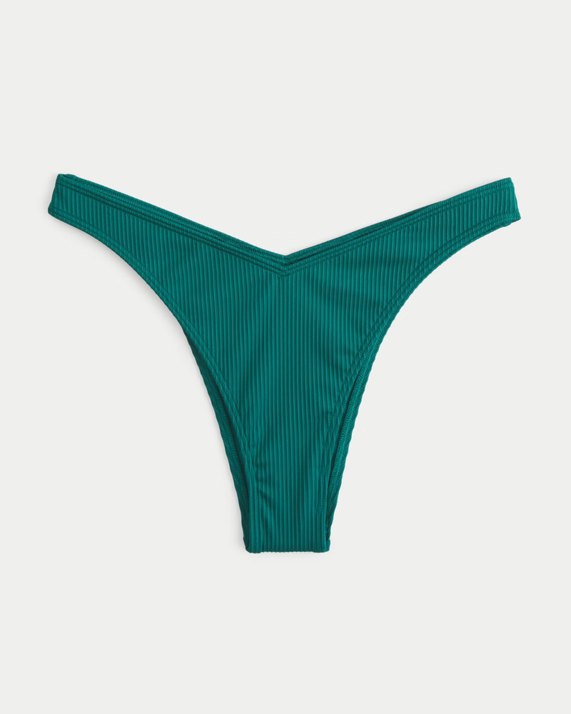 Women's Ribbed V-Front High-Leg Cheekiest Bikini Bottom | Women's Clearance | HollisterCo.com | Hollister (US)