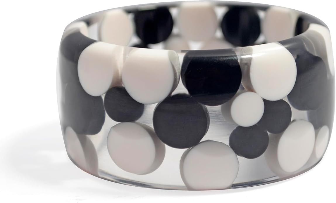 Pure Hands Polka Princess Handcrafted Resin Bangle – Elegant Jet Black & White Polka Dot Design... | Amazon (US)