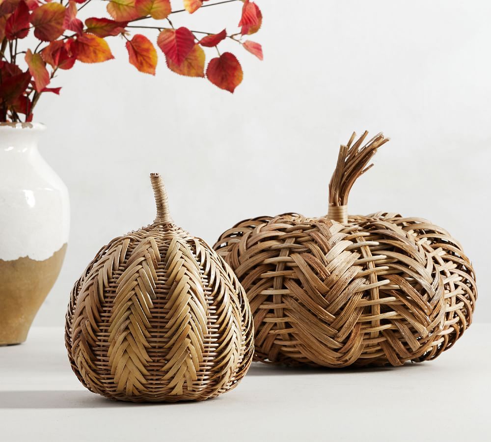 Handwoven Rattan Pumpkins | Pottery Barn (US)