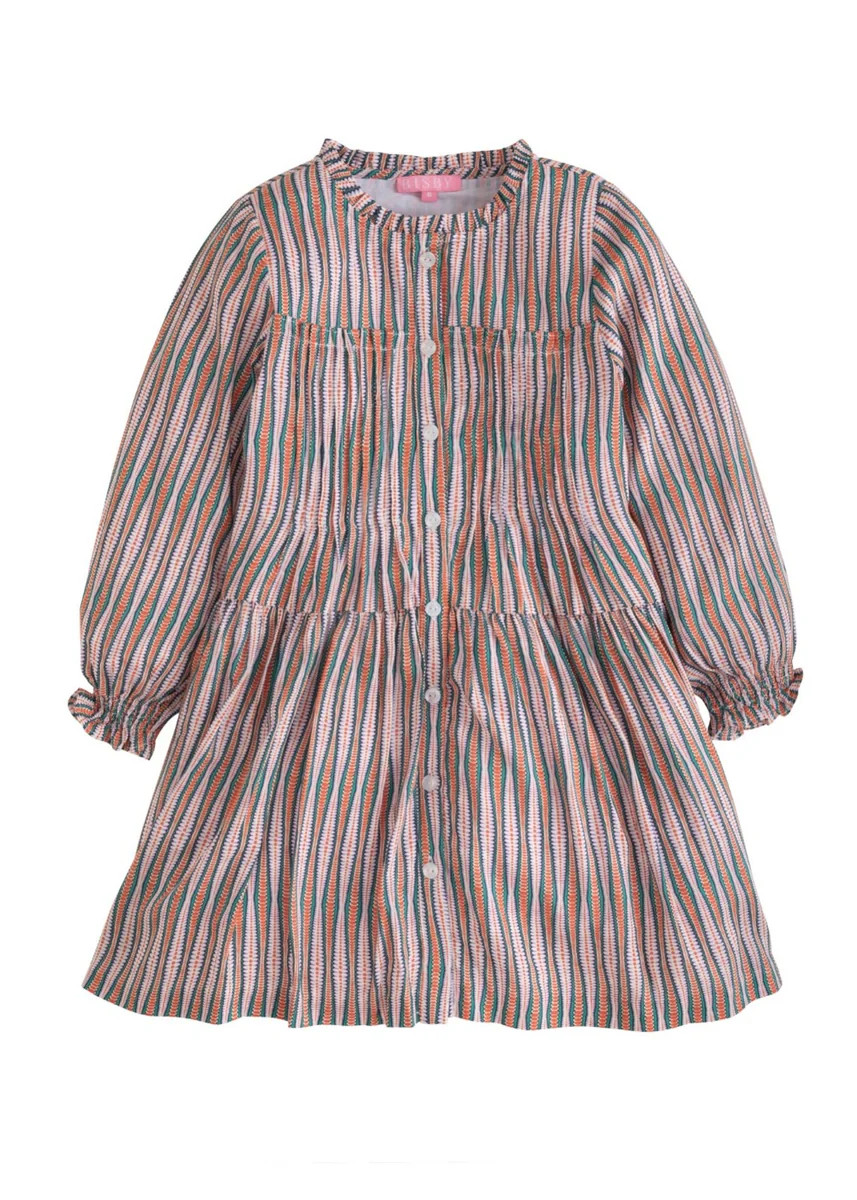 Embry Dress - Rust Groovy Stripe | BISBY Kids