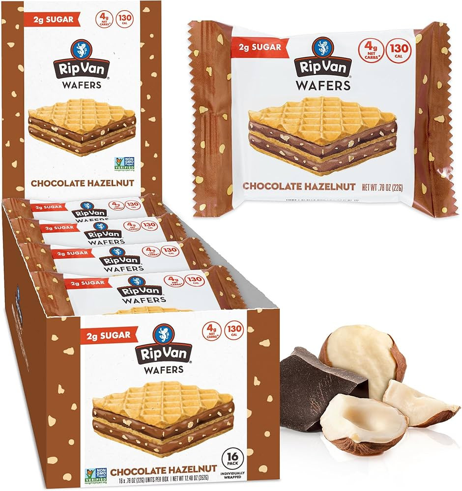Rip Van Chocolate Hazelnut Wafer Cookies - Keto - Non-GMO - Healthy Snacks - Low Carb & Low Sugar... | Amazon (US)