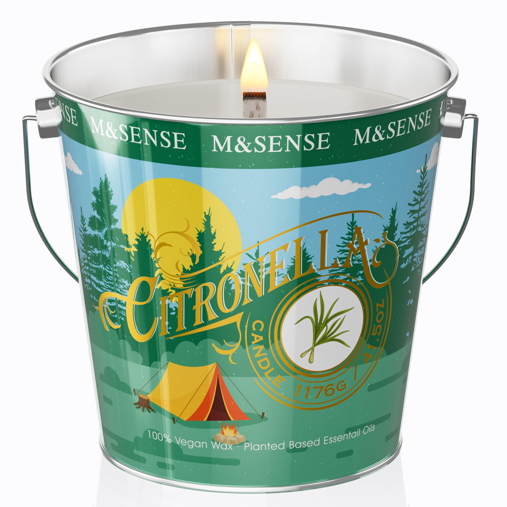 M&SENSE Citronella Candles Outdoor, 220 Hours Burn Natural Citronella Oil Soy Candle for Patio Ca... | Amazon (US)
