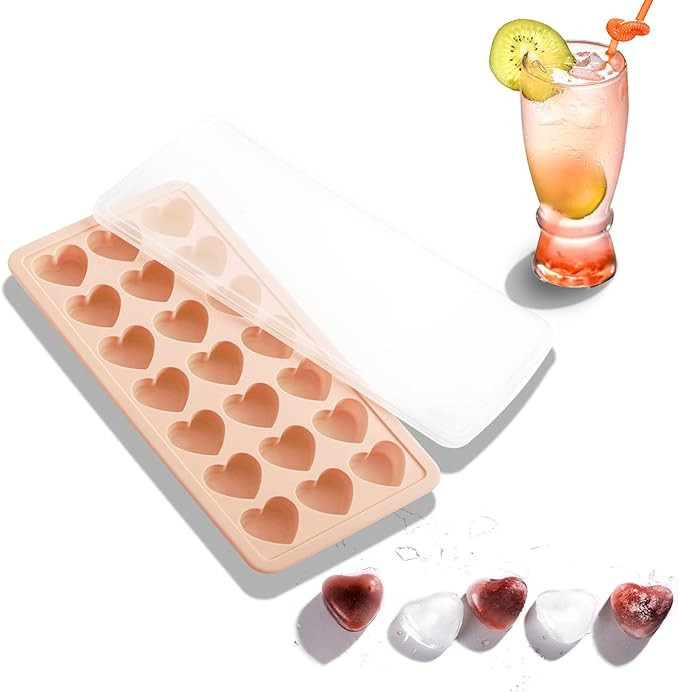 Heart Shape Ice Cube Tray, 21 Holes Silicone Ice Cube Mold with Removable Lid Flexible for Whiske... | Amazon (US)