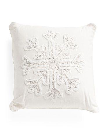 18x18 Embroidered Snowflake Pillow | TJ Maxx