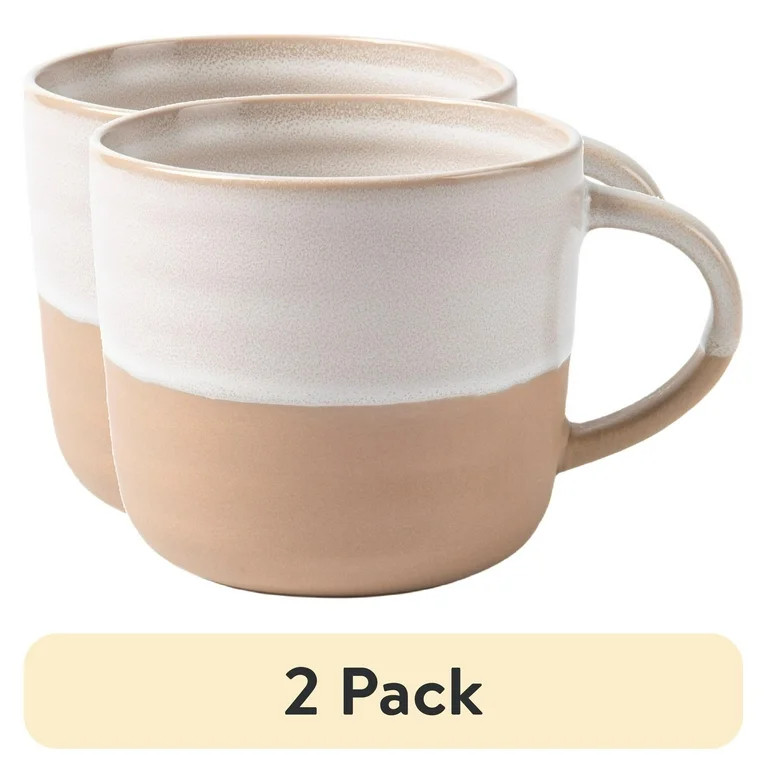 (2 pack) Better Homes & Gardens-Collins Cream Stoneware Round Mug, 15 oz | Walmart (US)