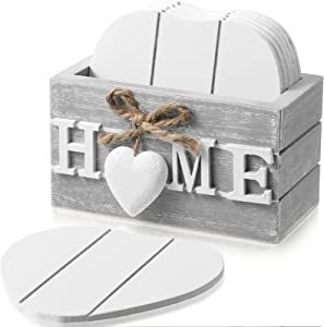 Coasters for Drinks, Wooden Heart Coasters Set of 6 Farmhouse Coasters with Holder Funny Coasters... | Amazon (US)