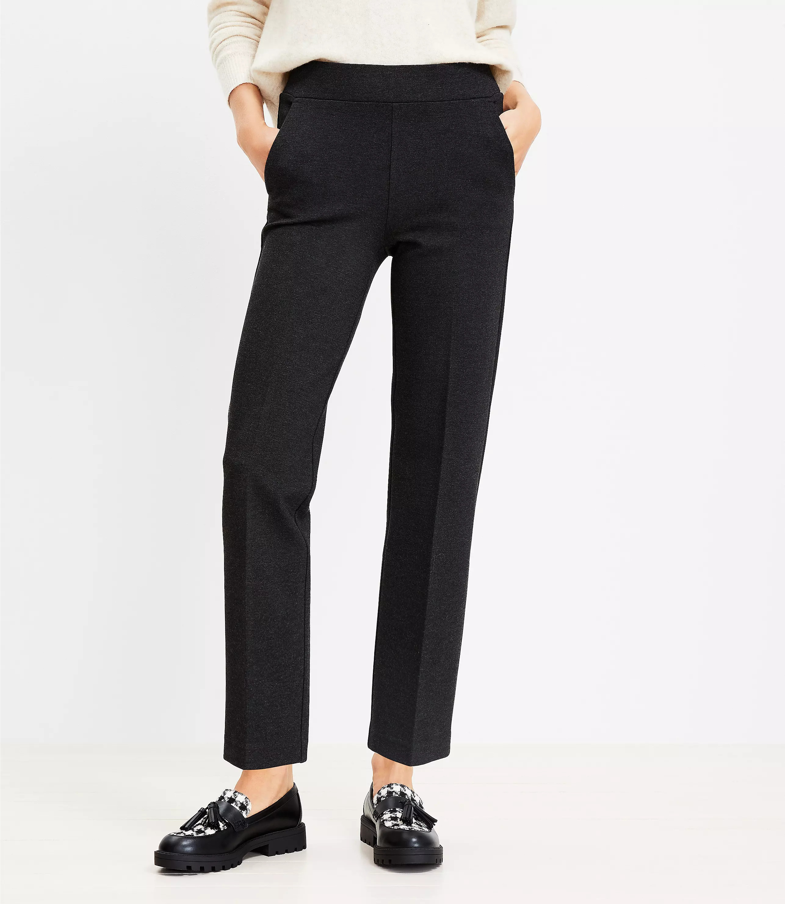 Pull On Straight Pants in Heathered Ponte | LOFT
