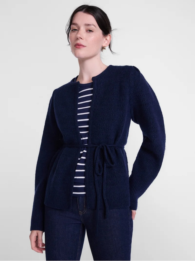 Scenario Women's and Women's Plus Open Tie Cardigan Lightweight Sweater with Long Sleeves, Sizes ... | Walmart (US)