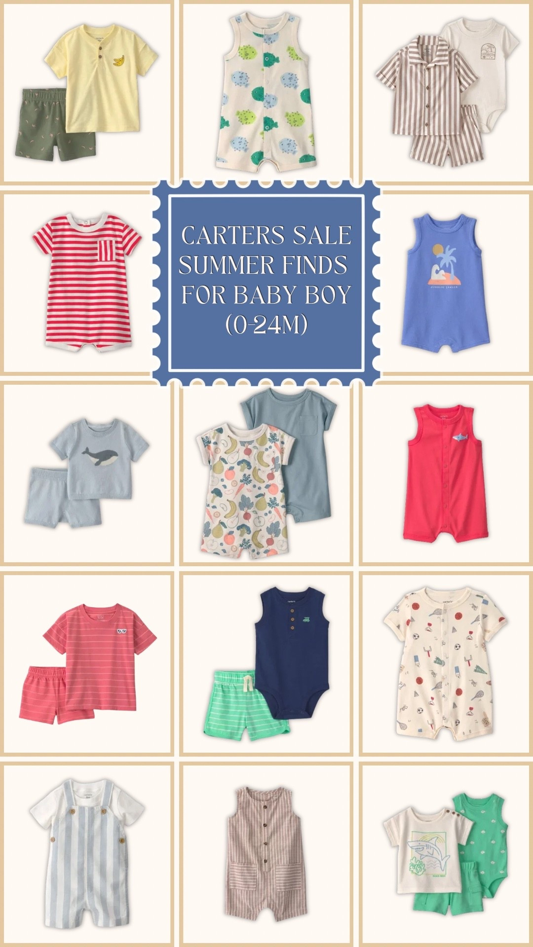 Carter sale on baby boy outfits for summer! Baby registry ideas for newborn present. Gift for baby boy. 2 year old summer clothes. 12 month old beach vacation outfit for baby. Baby shower ideas.

#babyoutfit #vacationoutfit #babyboy #babyregistry 

 #LTKBaby #LTKBump #LTKKids
