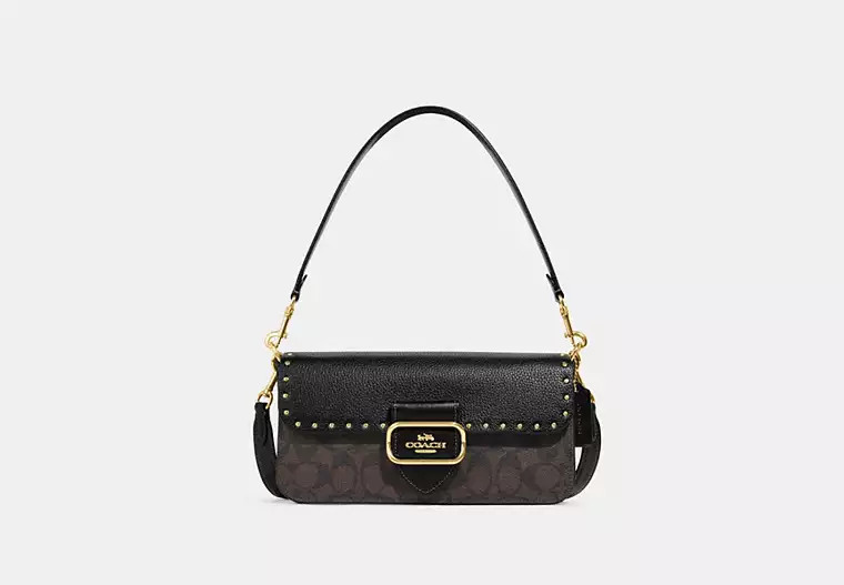 Morgan Shoulder Bag In Colorblock Signature Canvas With Rivets | Coach Outlet US