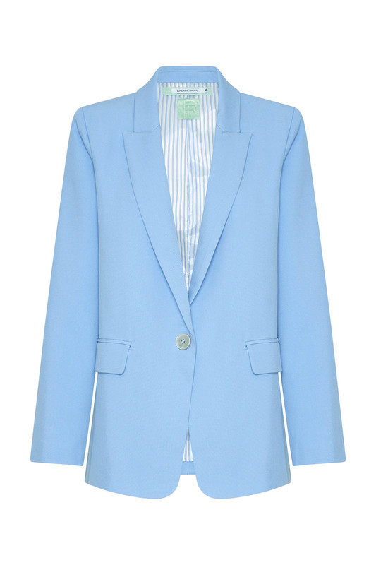 Oversized Blazer in Powder Blue Tencel Canvas | Bohemian Traders