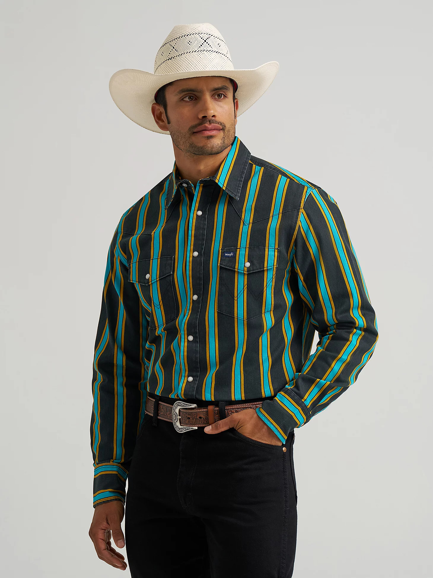 Vintage-Inspired Brushpopper Western Snap Workshirt | Wrangler