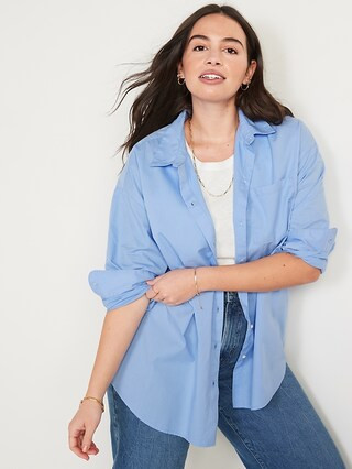 Oversized Boyfriend Long-Sleeve Shirt for Women | Old Navy (US)