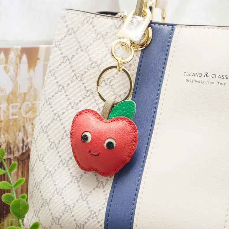 Leather Smiling Apple Charm,leather Bag Charm,handmade Leather Handbag and Purse Charm,red Apple ... | Etsy (US)