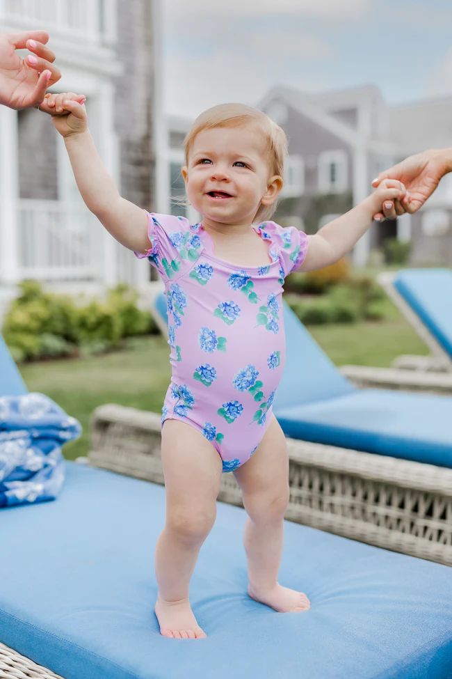 CAITLIN COVINGTON X PINK LILY Baby Girls Hydrangea Lane Purple One Piece Swimsuit | Pink Lily