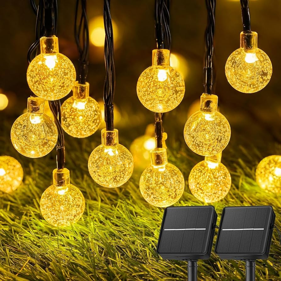 Solar String Lights Outdoor Waterproof, 2 Pack 60 LED 36.5 FT Each, Solar Powered Patio Lights wi... | Amazon (US)