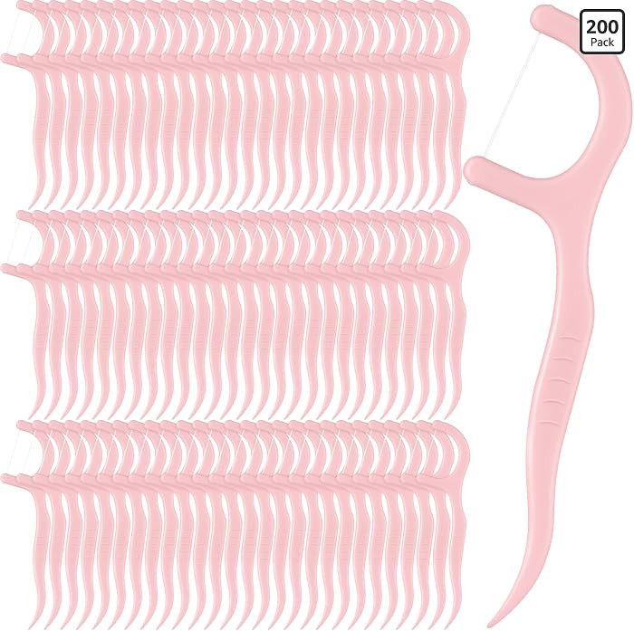 Baderke Tooth Picks Flossers Dental Floss Picks for Adult,Light Pink | Amazon (US)