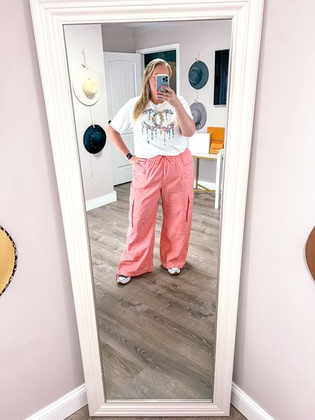 Another graphic tee fit for spring - with these wide leg baggy fit cargo pants that are so comfortable. I wore with my platform high top sneakers. 

Spring outfit 
Plus size cargo pants
Plus size parachute pants 
Spring outfit 
Plus size outfit idea 
Size 18
Size 20 

#LTKSeasonal #LTKstyletip #LTKover40