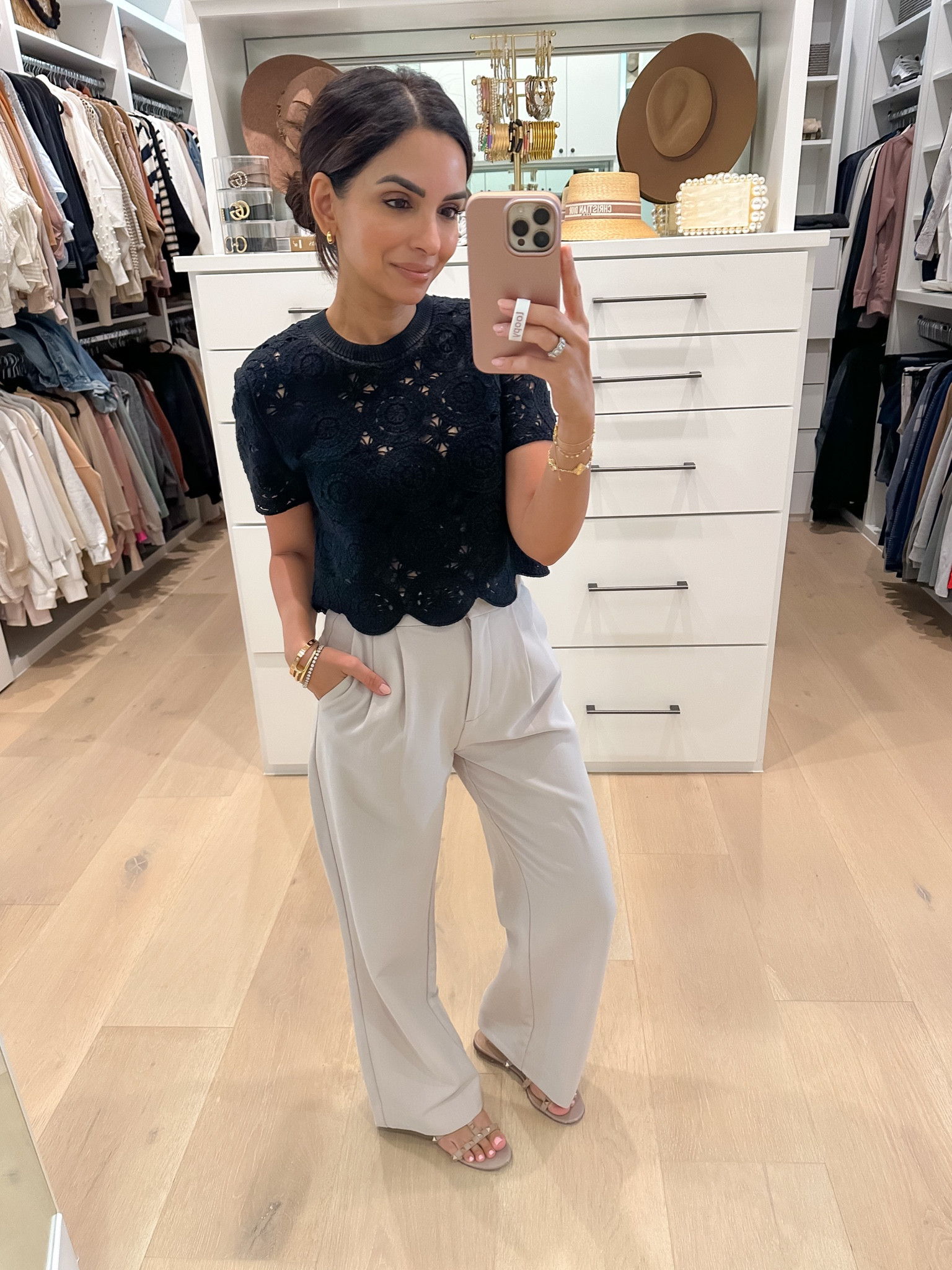 Wearing an xs crochet sweater & 25 short in tailored pants 

#LTKSale #LTKover40 #LTKsalealert