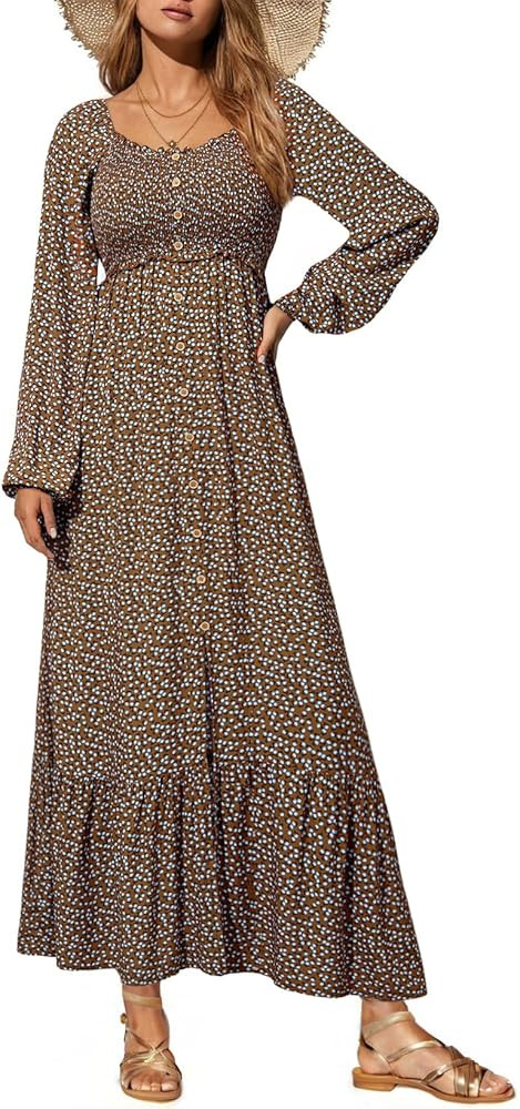 Dokotoo Fall Dresses Maxi Dress Sundress | Amazon (US)